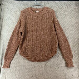 So Sweater Womens Large Brown Neutral Chunky Knit Crew Neck Feminine Fit